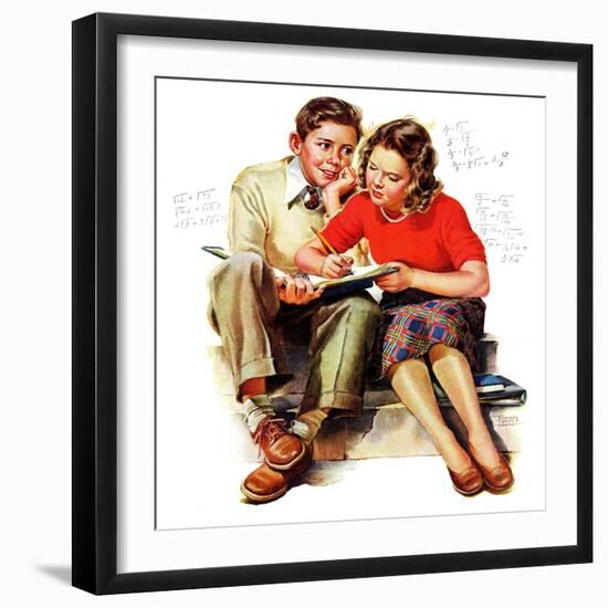 "Helping with Homework," May 25, 1940-Frances Tipton Hunter-Framed Giclee Print