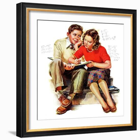 "Helping with Homework," May 25, 1940-Frances Tipton Hunter-Framed Giclee Print