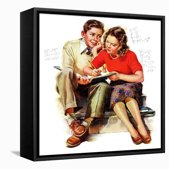 "Helping with Homework," May 25, 1940-Frances Tipton Hunter-Framed Premier Image Canvas