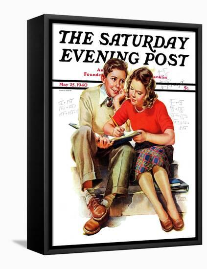 "Helping with Homework," Saturday Evening Post Cover, May 25, 1940-Frances Tipton Hunter-Framed Premier Image Canvas