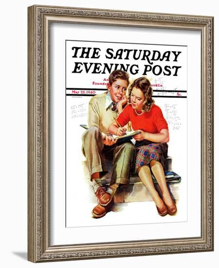 "Helping with Homework," Saturday Evening Post Cover, May 25, 1940-Frances Tipton Hunter-Framed Giclee Print