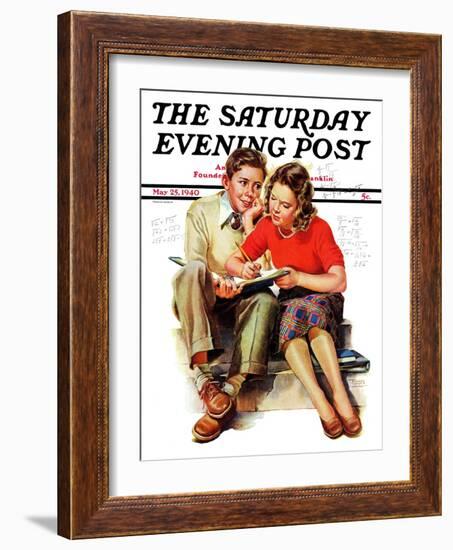 "Helping with Homework," Saturday Evening Post Cover, May 25, 1940-Frances Tipton Hunter-Framed Giclee Print