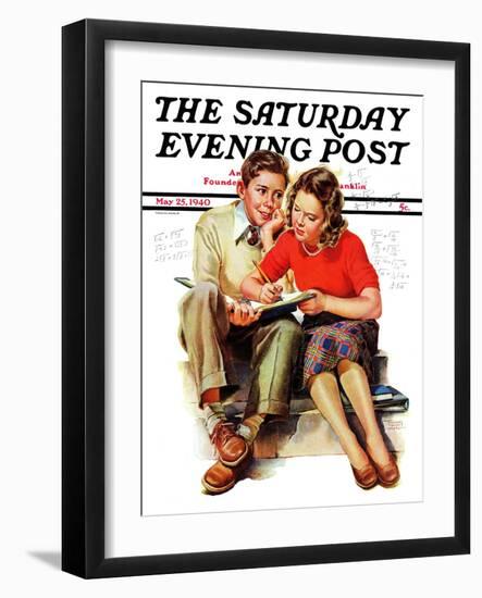 "Helping with Homework," Saturday Evening Post Cover, May 25, 1940-Frances Tipton Hunter-Framed Giclee Print