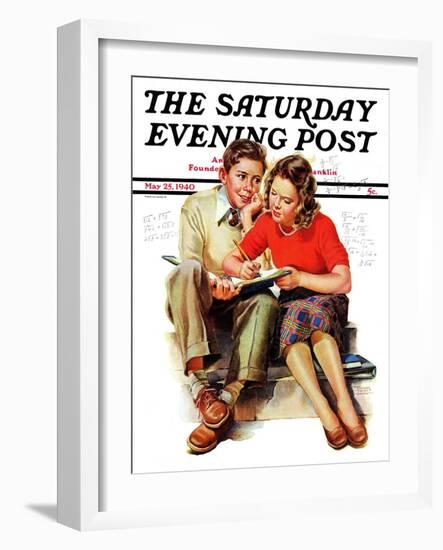 "Helping with Homework," Saturday Evening Post Cover, May 25, 1940-Frances Tipton Hunter-Framed Giclee Print