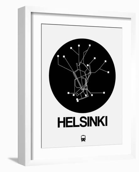 Helsinki Black Subway Map-NaxArt-Framed Art Print