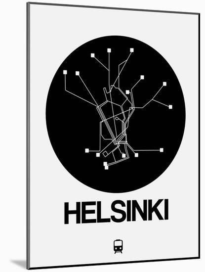 Helsinki Black Subway Map-NaxArt-Mounted Art Print