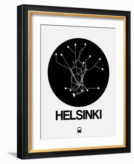 Helsinki Black Subway Map-NaxArt-Framed Art Print