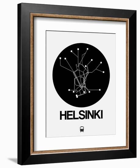 Helsinki Black Subway Map-NaxArt-Framed Art Print