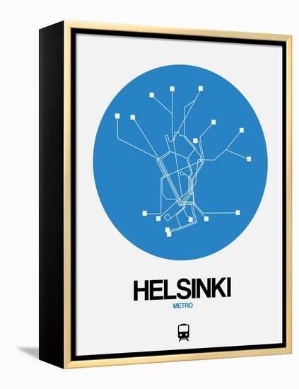 Helsinki Blue Subway Map-NaxArt-Framed Stretched Canvas