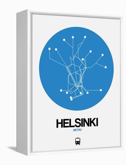 Helsinki Blue Subway Map-NaxArt-Framed Stretched Canvas