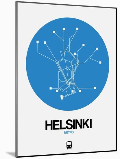 Helsinki Blue Subway Map-NaxArt-Mounted Art Print