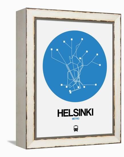 Helsinki Blue Subway Map-NaxArt-Framed Stretched Canvas