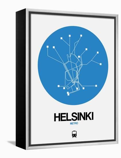 Helsinki Blue Subway Map-NaxArt-Framed Stretched Canvas