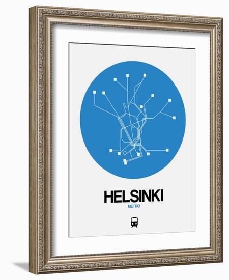 Helsinki Blue Subway Map-NaxArt-Framed Art Print