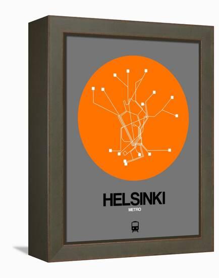 Helsinki Orange Subway Map-NaxArt-Framed Stretched Canvas