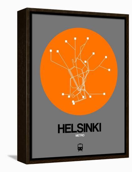 Helsinki Orange Subway Map-NaxArt-Framed Stretched Canvas