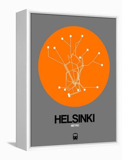 Helsinki Orange Subway Map-NaxArt-Framed Stretched Canvas