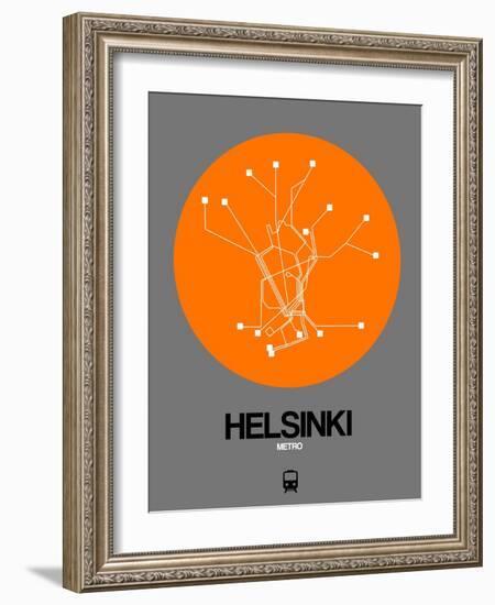 Helsinki Orange Subway Map-NaxArt-Framed Art Print