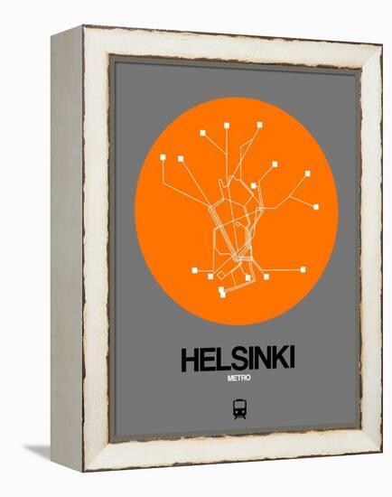 Helsinki Orange Subway Map-NaxArt-Framed Stretched Canvas