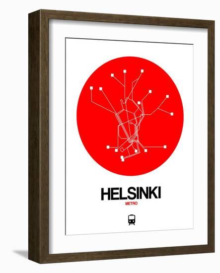 Helsinki Red Subway Map-NaxArt-Framed Art Print