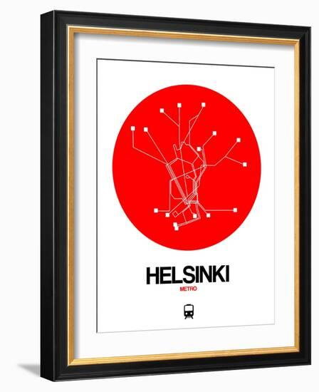 Helsinki Red Subway Map-NaxArt-Framed Art Print