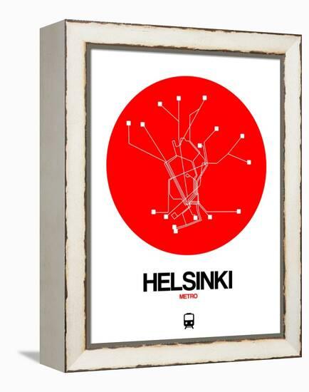 Helsinki Red Subway Map-NaxArt-Framed Stretched Canvas