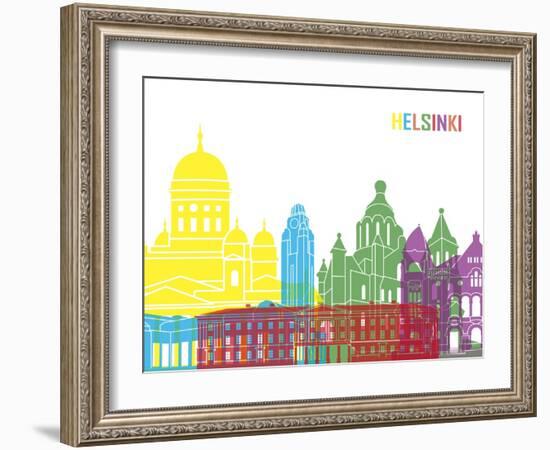 Helsinki Skyline Pop-paulrommer-Framed Art Print