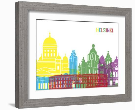 Helsinki Skyline Pop-paulrommer-Framed Art Print