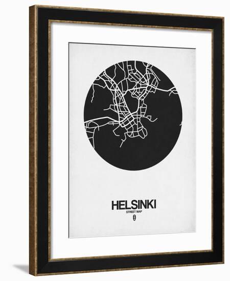 Helsinki Street Map Black on White-NaxArt-Framed Art Print