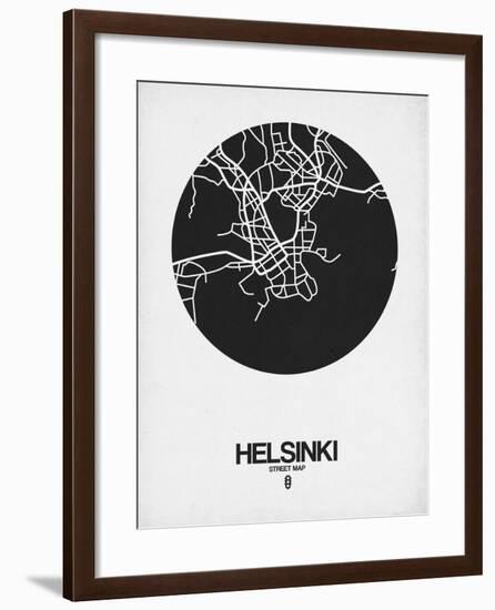 Helsinki Street Map Black on White-NaxArt-Framed Art Print