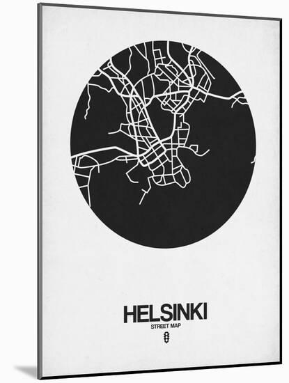 Helsinki Street Map Black on White-NaxArt-Mounted Art Print