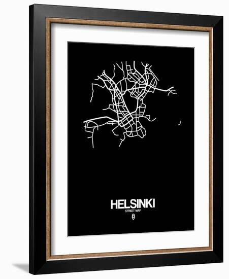 Helsinki Street Map Black-NaxArt-Framed Art Print