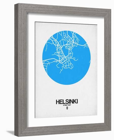 Helsinki Street Map Blue-NaxArt-Framed Art Print