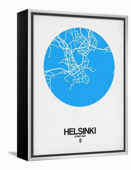 Helsinki Street Map Blue-NaxArt-Framed Stretched Canvas