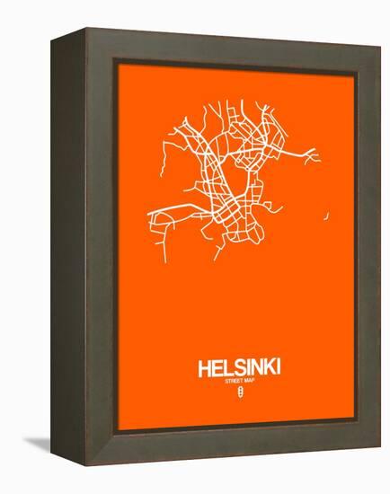 Helsinki Street Map Orange-NaxArt-Framed Stretched Canvas