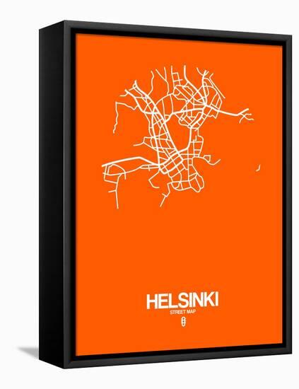 Helsinki Street Map Orange-NaxArt-Framed Stretched Canvas