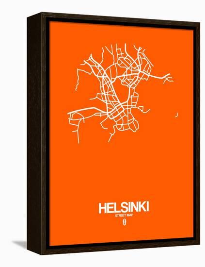 Helsinki Street Map Orange-NaxArt-Framed Stretched Canvas