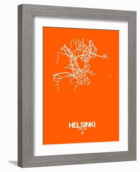 Helsinki Street Map Orange-NaxArt-Framed Art Print