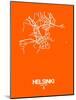 Helsinki Street Map Orange-NaxArt-Mounted Art Print