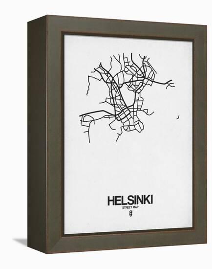 Helsinki Street Map White-NaxArt-Framed Stretched Canvas