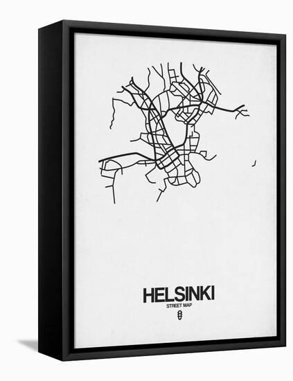 Helsinki Street Map White-NaxArt-Framed Stretched Canvas