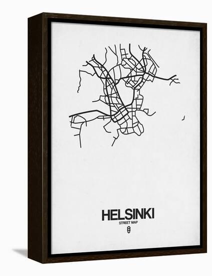 Helsinki Street Map White-NaxArt-Framed Stretched Canvas