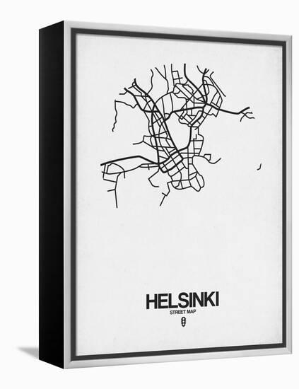 Helsinki Street Map White-NaxArt-Framed Stretched Canvas