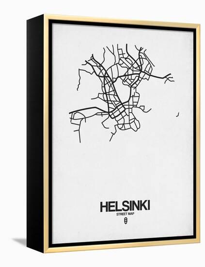 Helsinki Street Map White-NaxArt-Framed Stretched Canvas