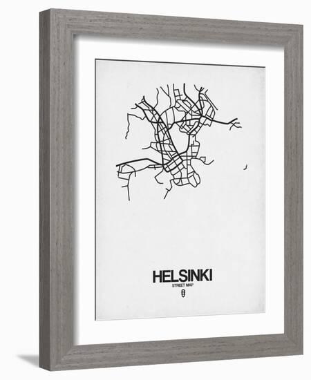 Helsinki Street Map White-NaxArt-Framed Art Print