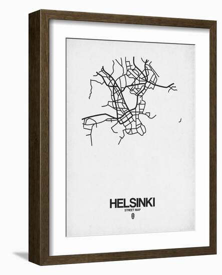 Helsinki Street Map White-NaxArt-Framed Art Print