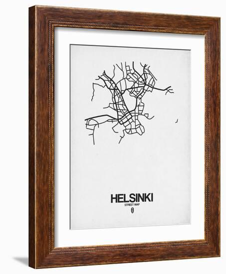 Helsinki Street Map White-NaxArt-Framed Art Print