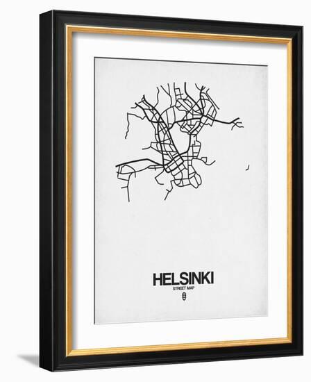 Helsinki Street Map White-NaxArt-Framed Art Print