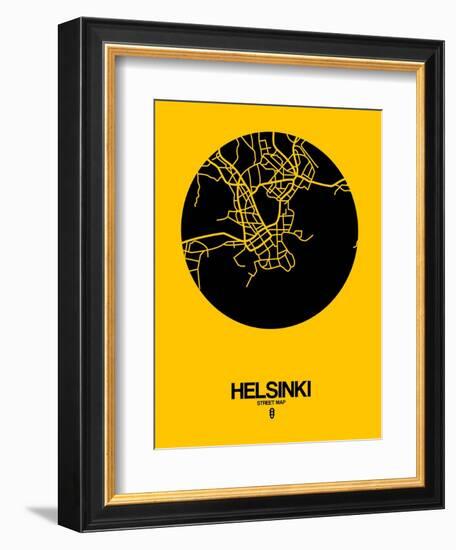 Helsinki Street Map Yellow-NaxArt-Framed Premium Giclee Print