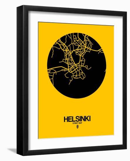 Helsinki Street Map Yellow-NaxArt-Framed Art Print